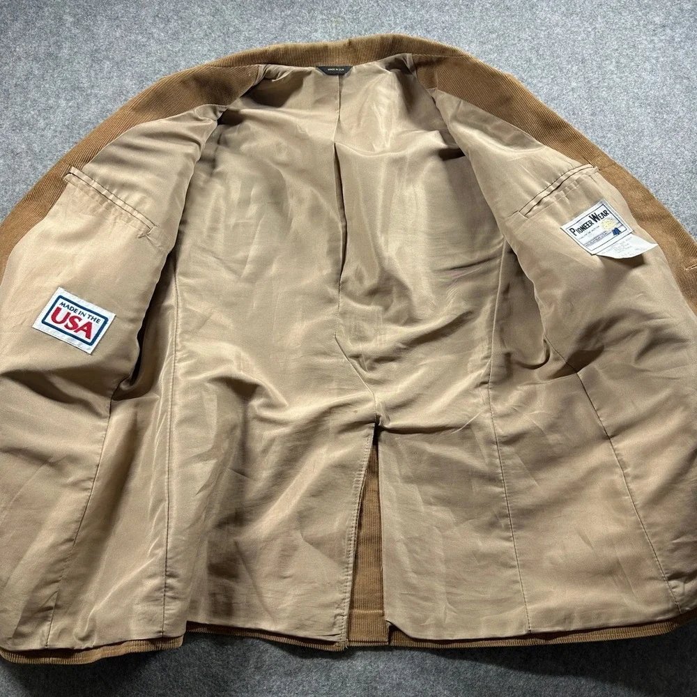 Pioneer Wear Sport Coat Mens 46 Brown Corduroy Western Blazer Yoke USA Made